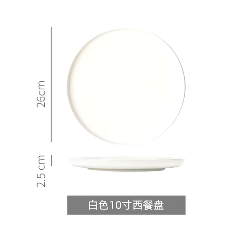 Nordic Ceramic Western Dinner Plate Steak Plate Creative Western Breakfast Plate Flat White Household Dinner Plate Dish