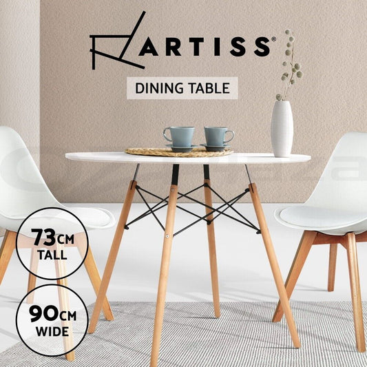 Artiss Dining Table round 4 Seater Replica DSW Eiffel Kitchen Cafe Table 90CM