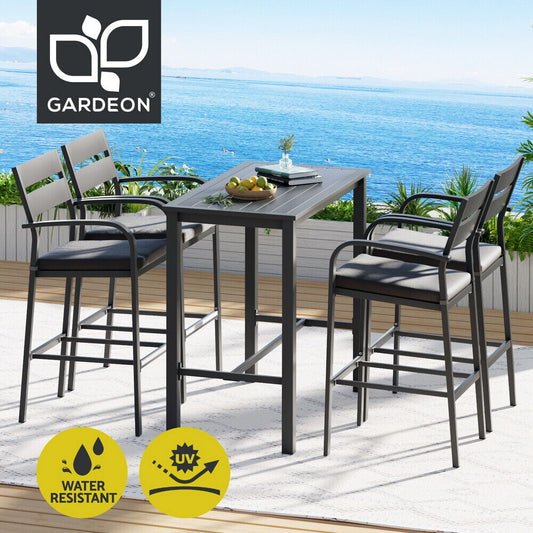 Gardeon Outdoor Bar Set 5-Piece Patio Dining Chairs Aluminium Table Stools