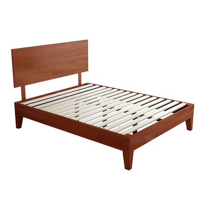 Levede Queen Bed Frame Rubberwood Timber Mattress Base Headboard Walnut