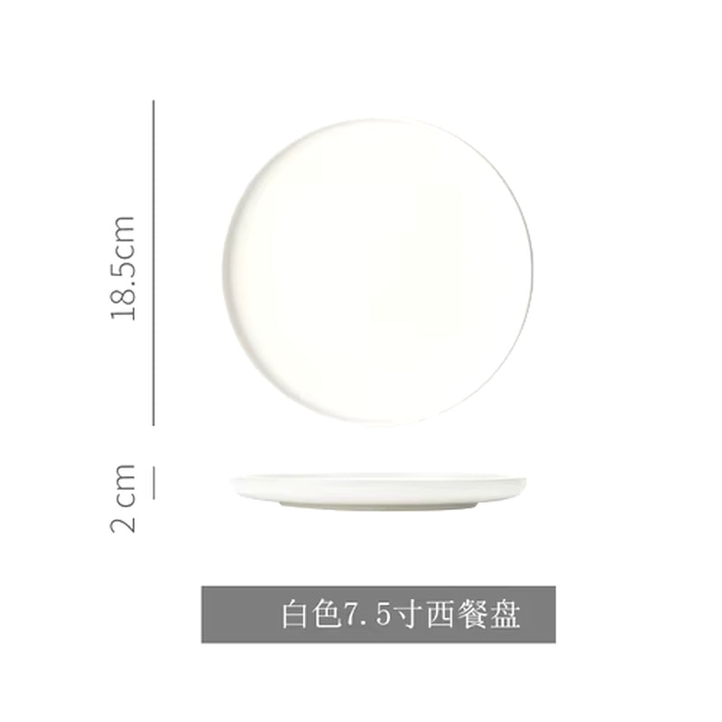 Nordic Ceramic Western Dinner Plate Steak Plate Creative Western Breakfast Plate Flat White Household Dinner Plate Dish