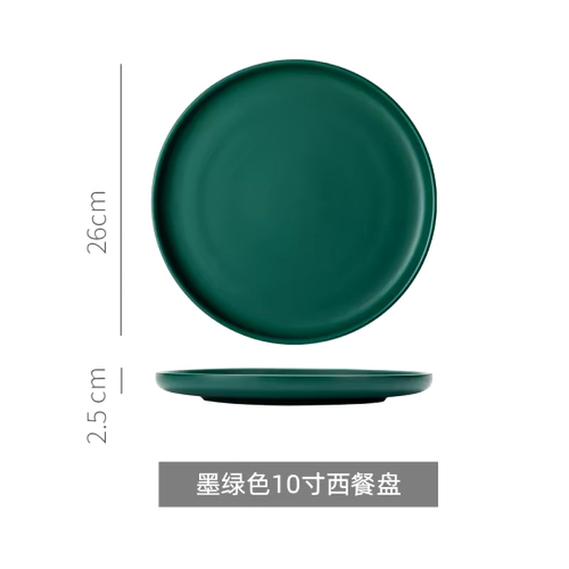 Nordic Ceramic Western Dinner Plate Steak Plate Creative Western Breakfast Plate Flat White Household Dinner Plate Dish