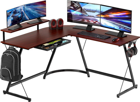 L Shaped Gaming Desk Corner Computer Table Gamers Office Workstation