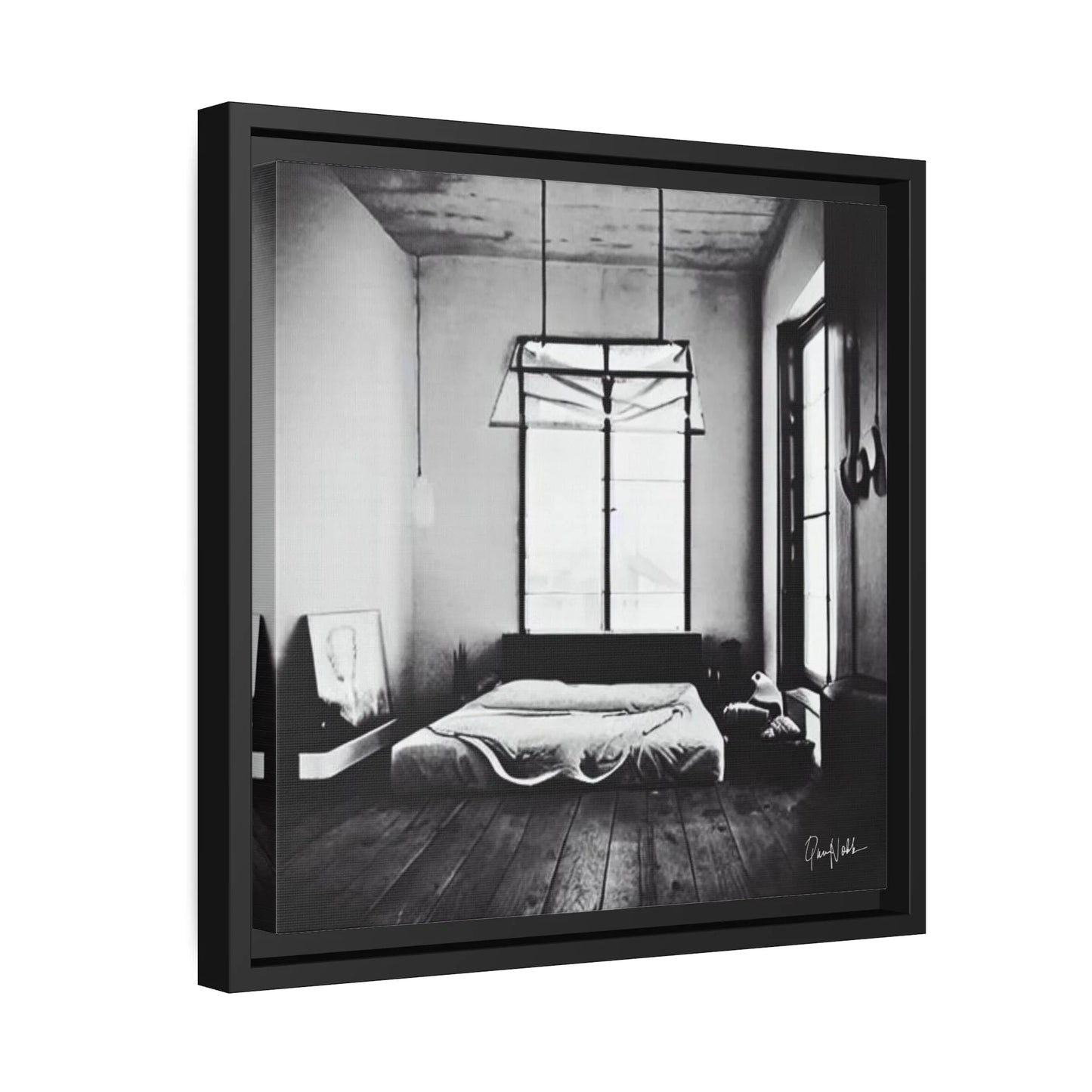 BED BLACK and WHITE Fine Art Photography Canvas Prints with Frames