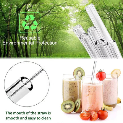 Reusable Glass Straws Eco-Friendly Drinking Straws Multi-Color Mixed