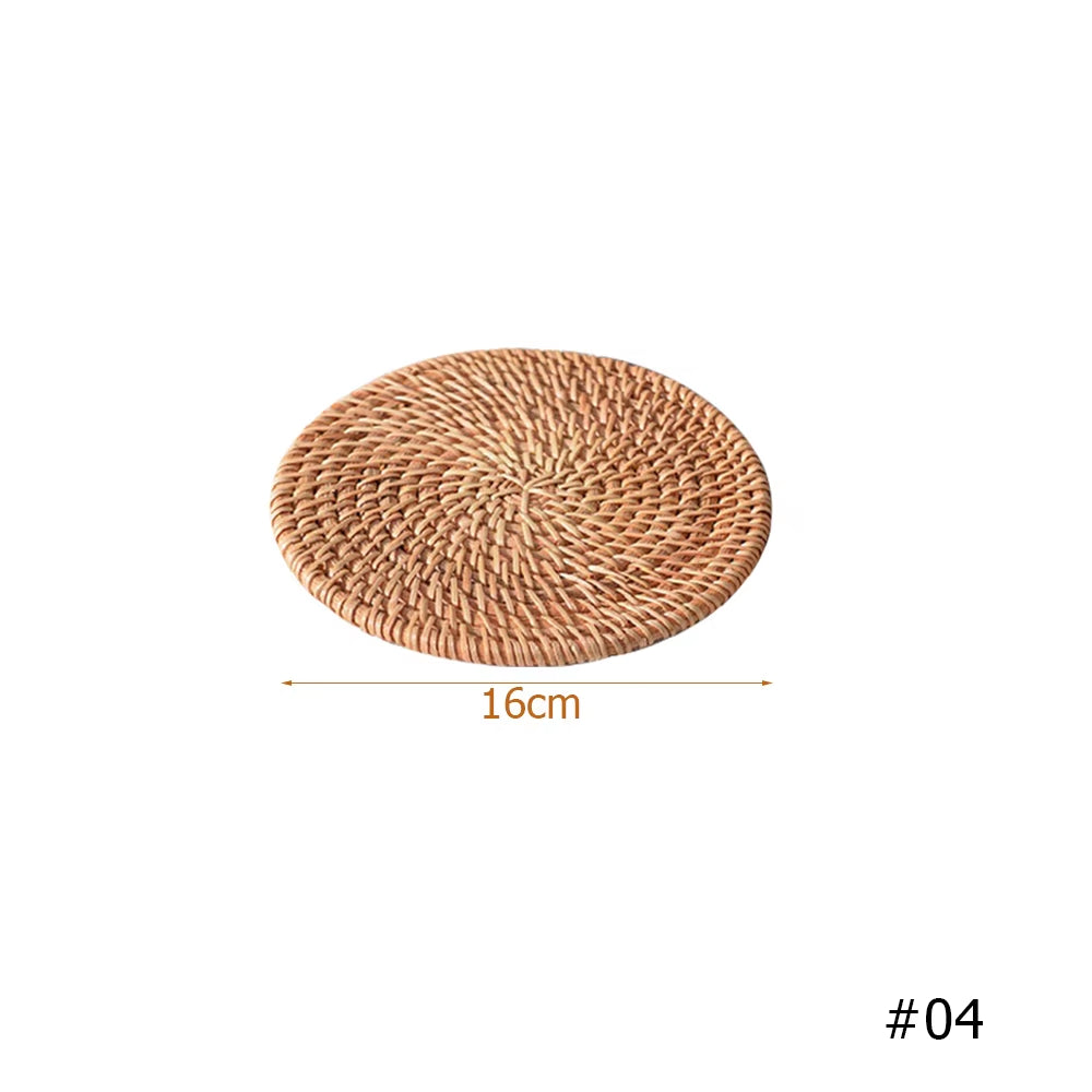 Retro Natural Rattan Woven Placemat Round