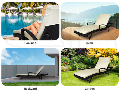 2PCS Levede Outdoor Sun Lounger Furniture Wicker Lounge Garden Patio Bed Cushion