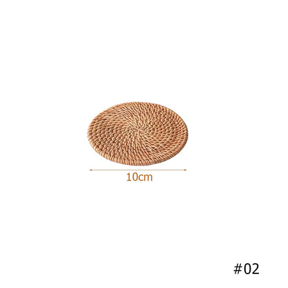 Retro Natural Rattan Woven Placemat Round