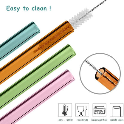 Reusable Glass Straws Eco-Friendly Drinking Straws Multi-Color Mixed