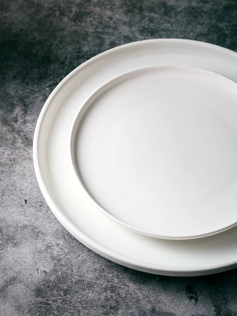 Nordic Ceramic Western Dinner Plate Steak Plate Creative Western Breakfast Plate Flat White Household Dinner Plate Dish