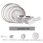 Gold Marble Dinner Plate Set Ceramic Kitchen Plate Tableware Set Food Dishes Rice Salad Noodles Bowl Soup Kitchen Cook Tool 1Set