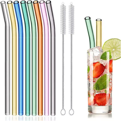 Reusable Glass Straws Eco-Friendly Drinking Straws Multi-Color Mixed