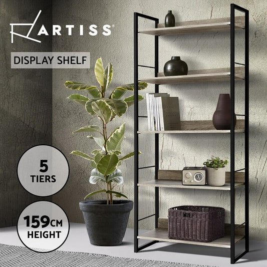 Artiss Bookshelf 5 Tiers Display Book Shelves Storage Bookcase Metal Industrial