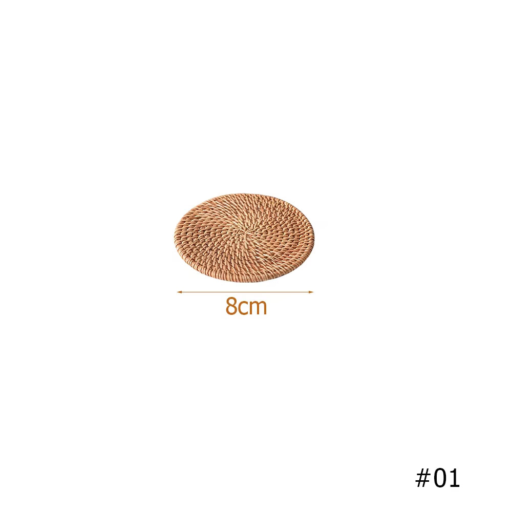 Retro Natural Rattan Woven Placemat Round