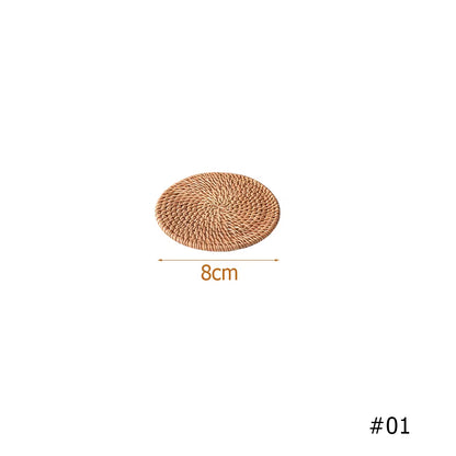 Retro Natural Rattan Woven Placemat Round