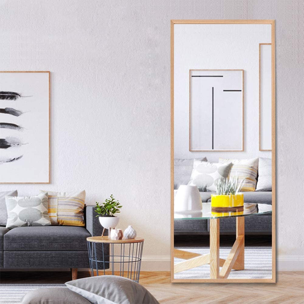 Full Length Mirror Solid Wood Frame Wall-Mounted Mirror