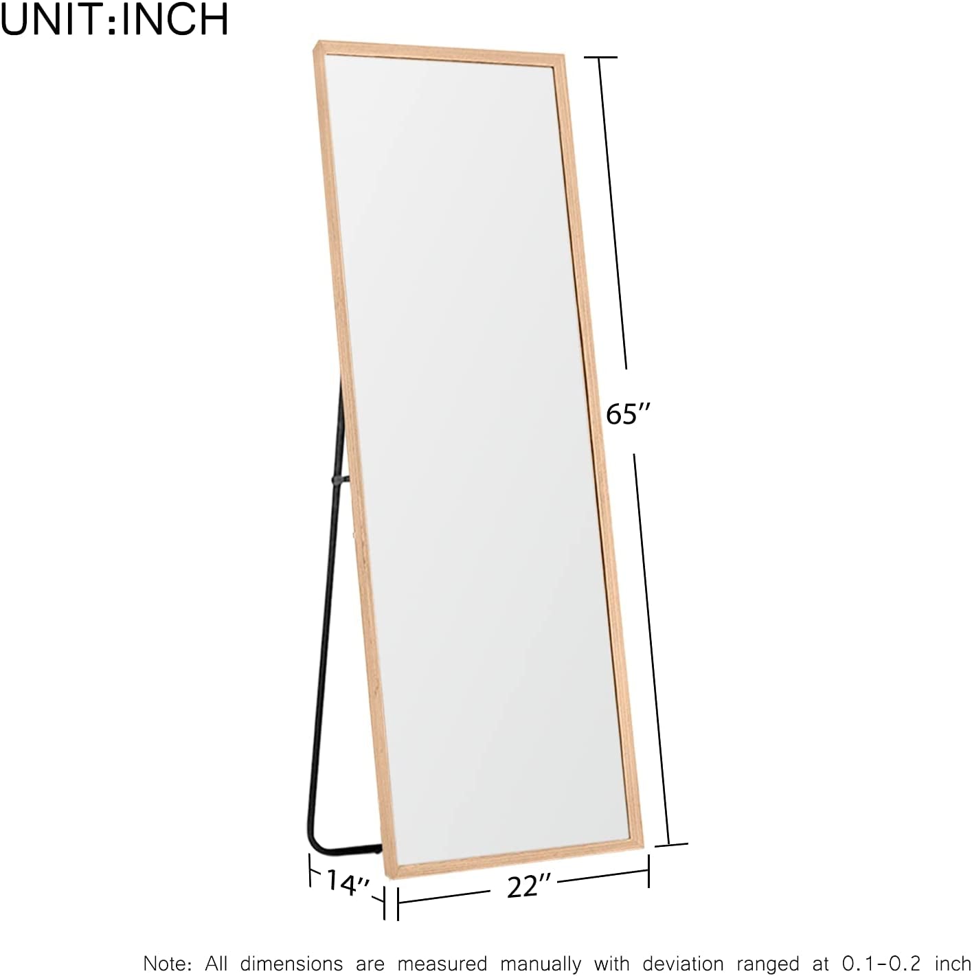 Full Length Mirror Solid Wood Frame Wall-Mounted Mirror