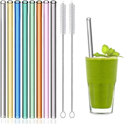 Reusable Glass Straws Eco-Friendly Drinking Straws Multi-Color Mixed