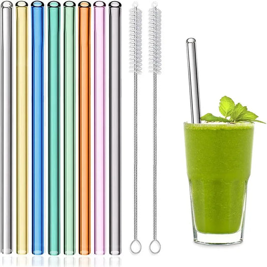 Reusable Glass Straws Eco-Friendly Drinking Straws Multi-Color Mixed