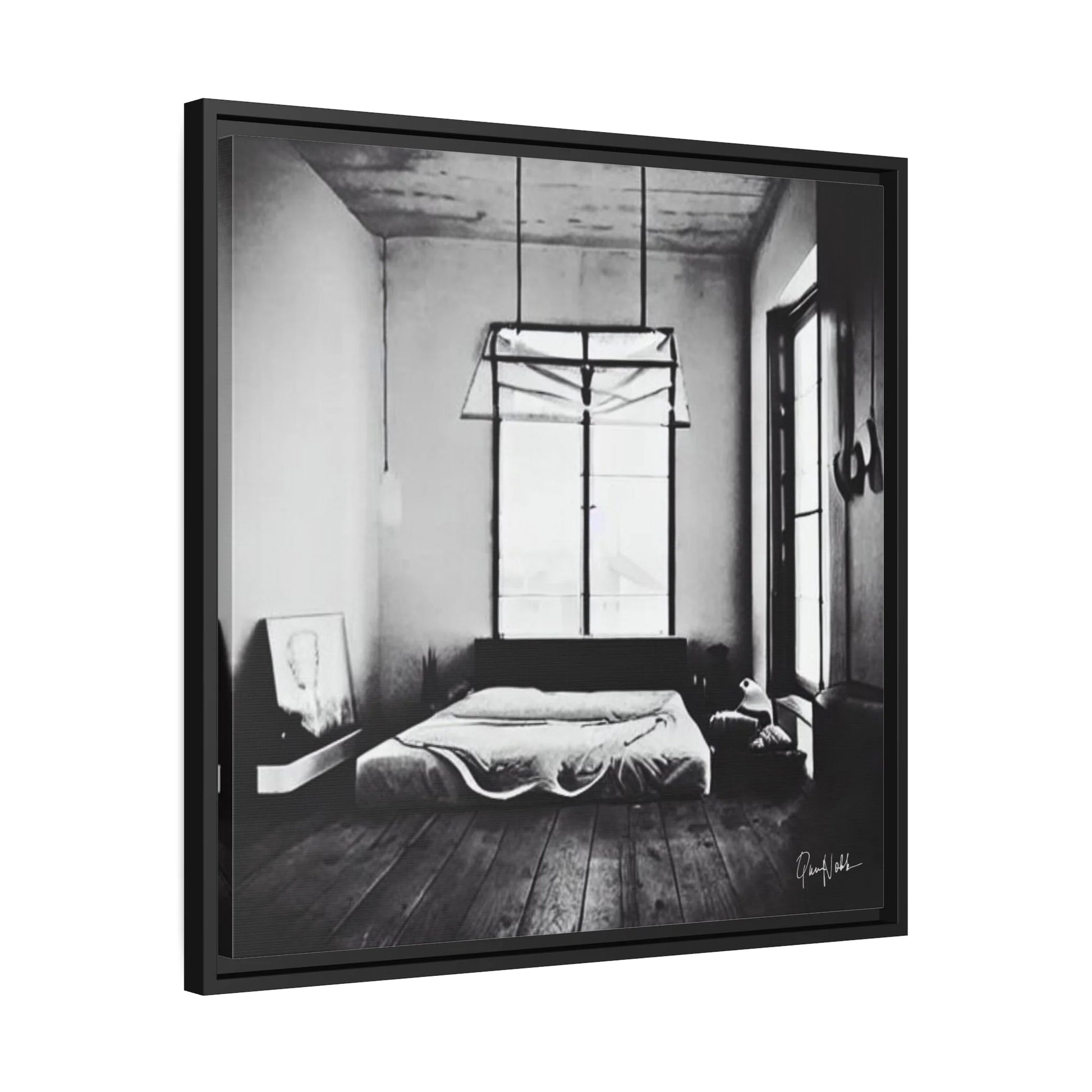 BED BLACK and WHITE Fine Art Photography Canvas Prints with Frames