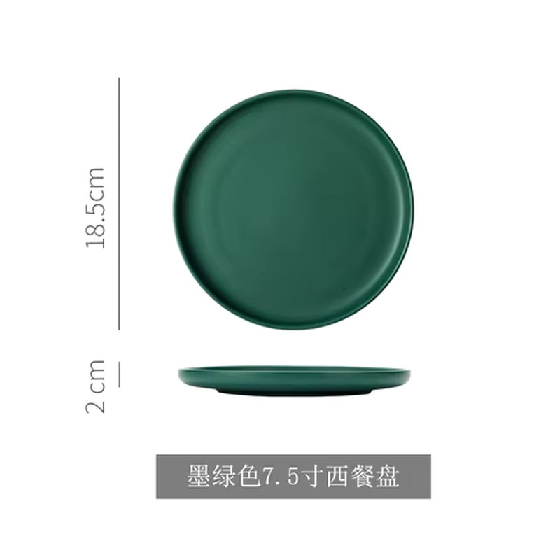 Nordic Ceramic Western Dinner Plate Steak Plate Creative Western Breakfast Plate Flat White Household Dinner Plate Dish