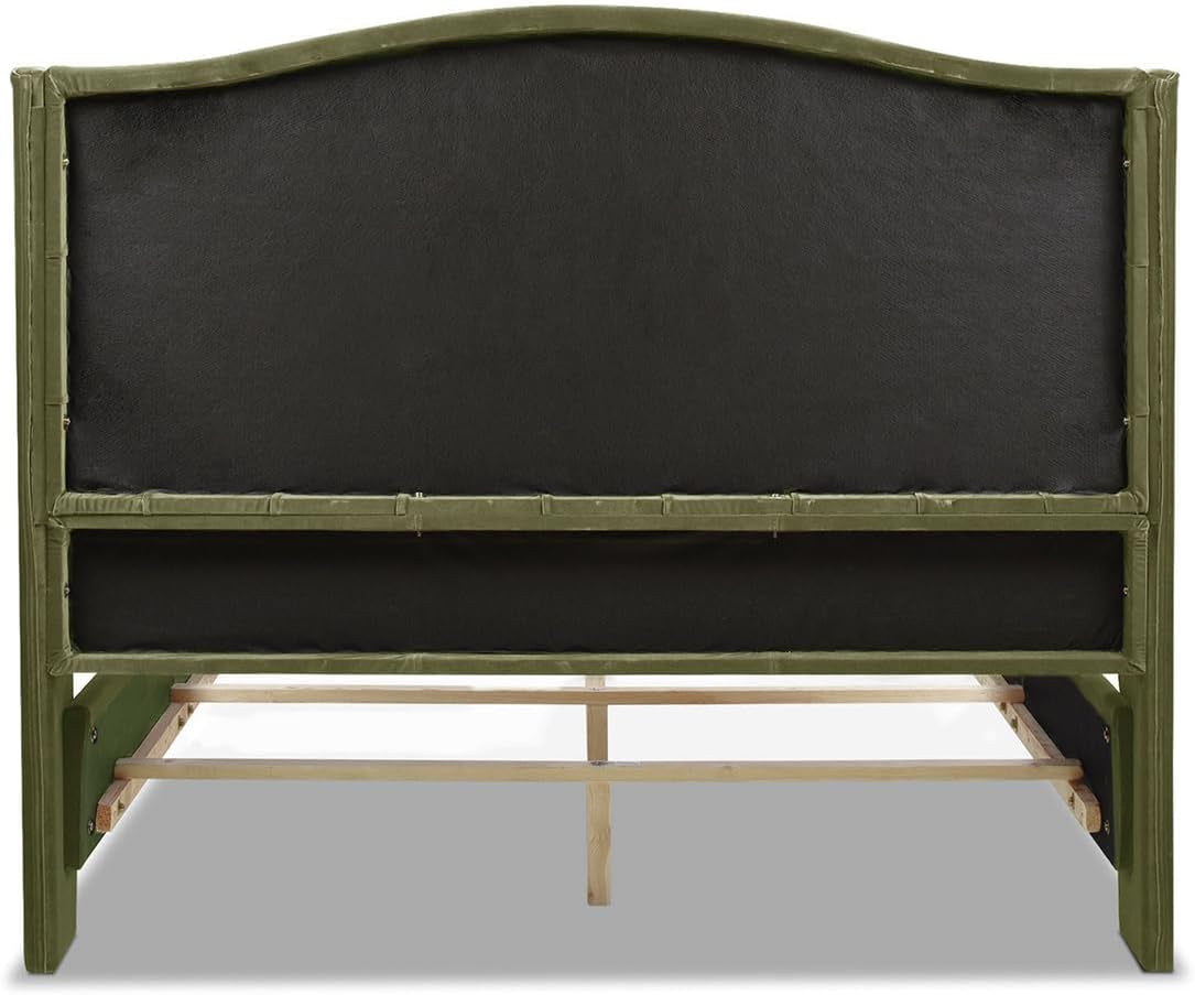 Marcella Headboard Bed Set, Queen, Olive Green Performance Velvet