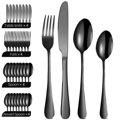 16Pcs Cutlery Set Stainless Steel Steak Cutlery Cutlery Western Cutlery Matte Dishwasher Safe Kitchen Tableware Set